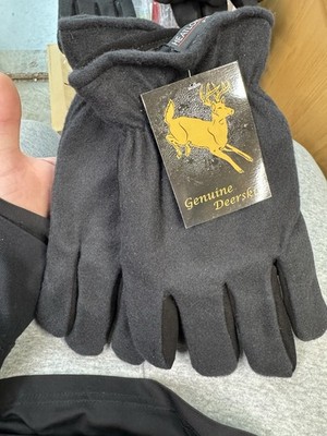 GO56BK XXXL Mens Genuine Deerskin Leather Gloves Black Heatlok Lined