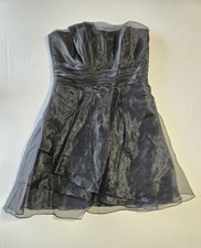 David's Bridal Black Strapless Organza Short Prom Dress Party F14335 Size 12 NWT
