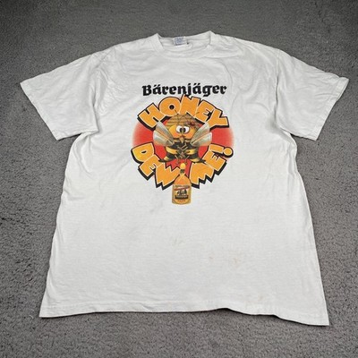 Vintage Barenjager Whiskey Shirt Adult Large White Honey Dew Me! Short Sleeve