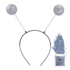 2 Pcs Alien Costume Accessory with Antenna Headband Face Glitter for Space Th...