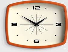 Movie wall clock  Retro rectangular clock  25cm  Orange  Cool