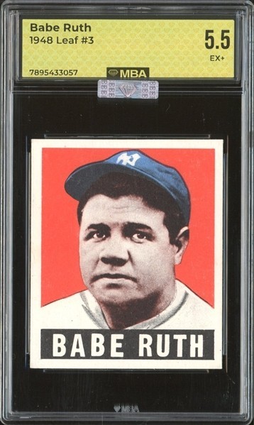1948 Leaf #3 Babe Ruth MBA 5.5 - MBA Silver Rated! Absolutely stunning copy! 