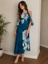 Mile Gabrielle Womens Dress Blue White Beach Tie Front Resort Cruise Size  S.