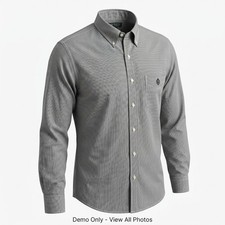 Lauren Ralph Lauren Men's Shirt 16.5 34/35 Blue Black Check Cotton Button Front