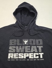 Under Armour UA Project Rock Hoodie Mens M Blood Sweat Respect Black