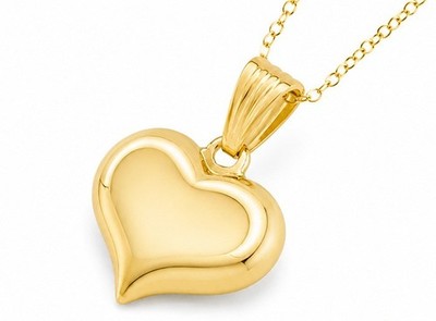 MASSIVER GEPUFFTER 3D DESIGN HERZ ANHÄNGER 14K GELBGOLD - Neu mit Etikett