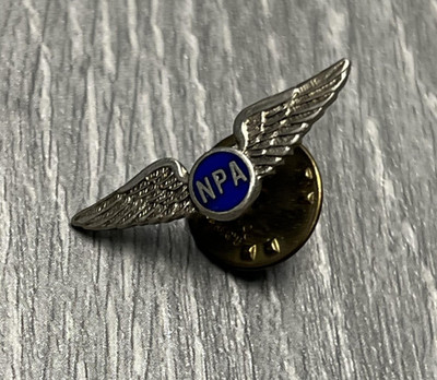 NPA Silver Tone Blue Enamel Wings Aviation Lapel Pin Badge Pilot Collectible