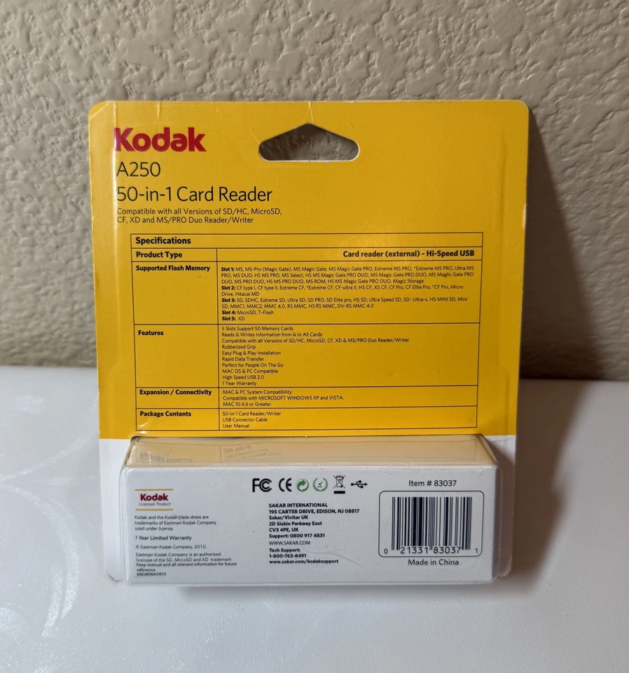 Kodak A250 50-in-1 Card Reader Writer MacOS & PC Compatible 83037-RS USB New - Image 3 of 3