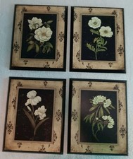4 Piece Large Wall Art 17"L  21"H Beautiful Framed Floral Art Work