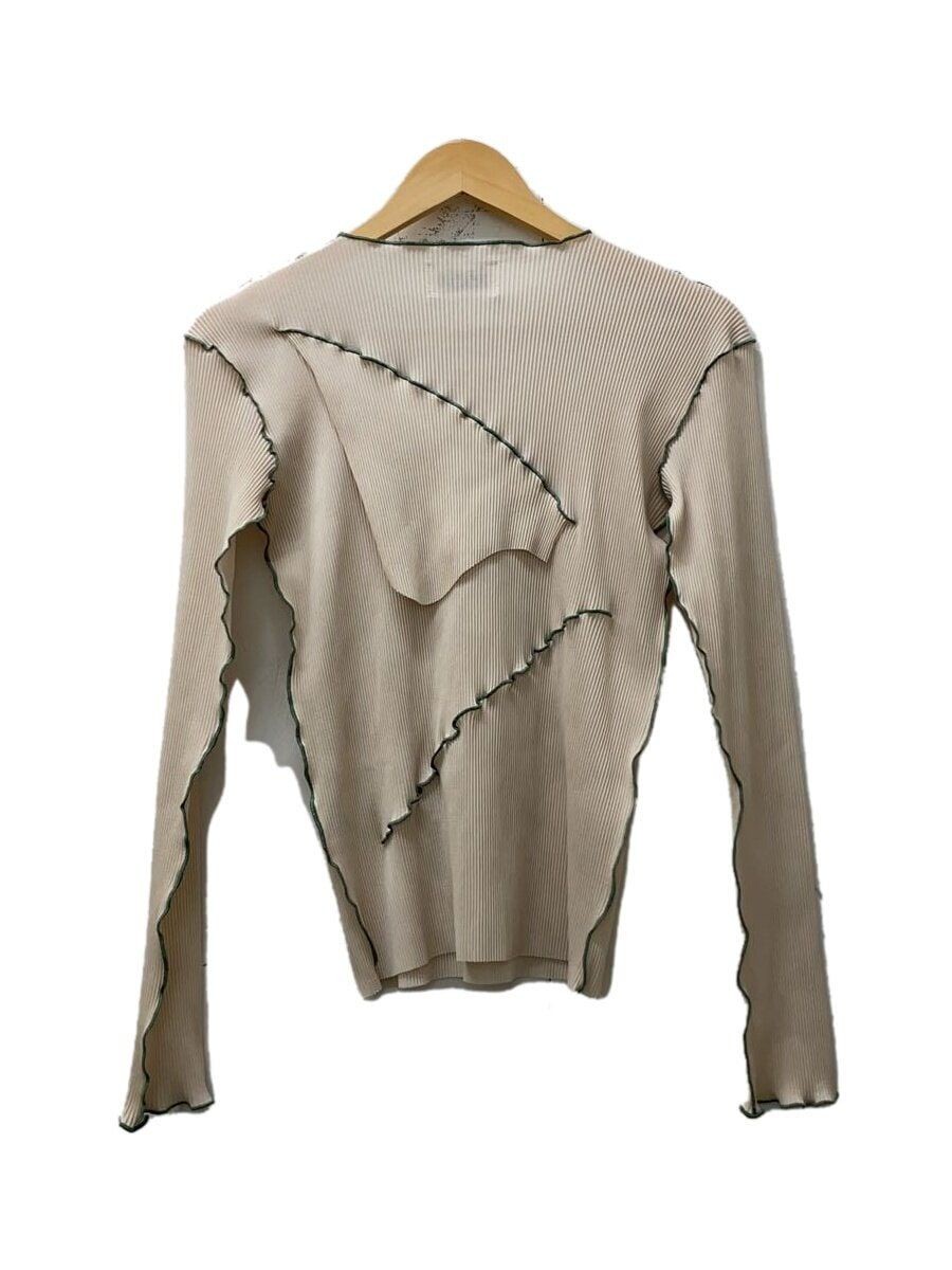 ALTRA Top Kotohayokozawa altre pieghe manica lunga collo alto poliestere BEG