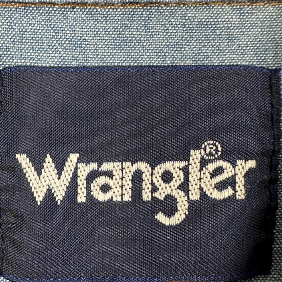 Camisa Wrangler Denim Abotonada Para Hombres Grande Azul Perla Occidental Bolsillo con Solapa a Presión Foto 4 de 4