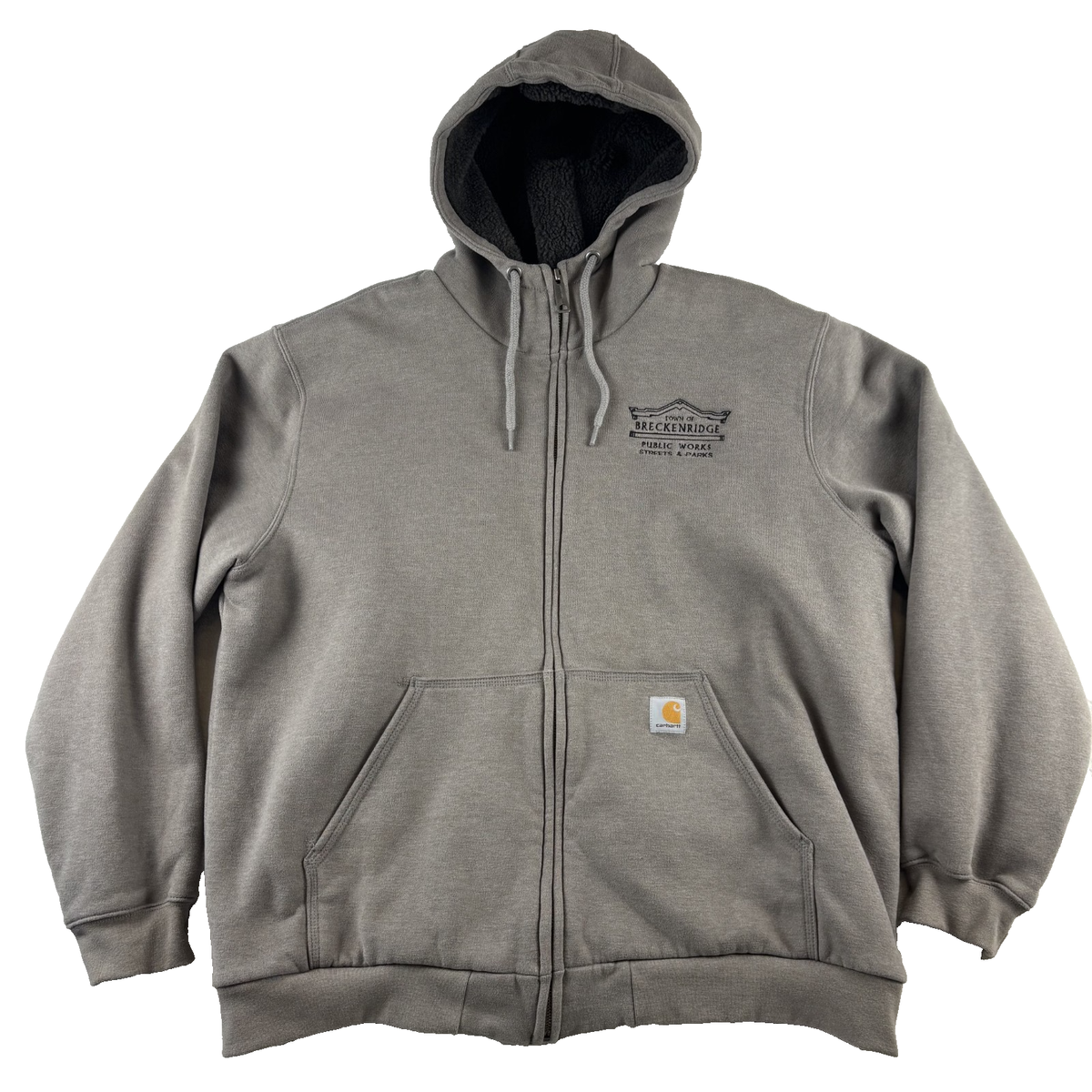 Carhartt 100072 070 Hoodie Men's XL Gray Full Zip Sherpa Fleece