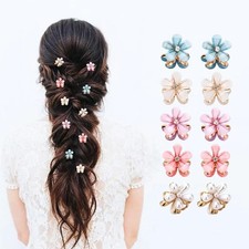 10 Pcs Mini Cute Flower-Shaped Hair Clips for Girls, Multicolor Crystal Hair Bar