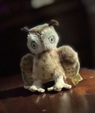 Vintage Steiff Wittie Owl Small 4  Mohair Owl, Button With Tag