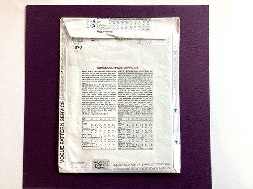 Vogue Designer Lagerfeld Pattern Size 14 16 18 Fitted Jacket Lined Tapered Pants - Picture 4 of 7