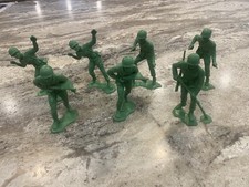 Green Army Men Large Lot of 7 Plastic 5" Tall Unbranded Vintage War Play Toys