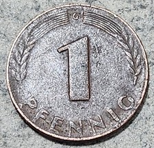 GERMANY 🇩🇪 ONE PFENNIG COIN 1948 G (KARLSRUHE MINT / BANK OF GERMAN STATES)