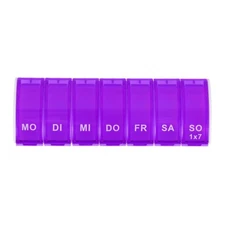Lightweight 7 Compartment Single Row Pill Case for Travel Purple 1 Pc