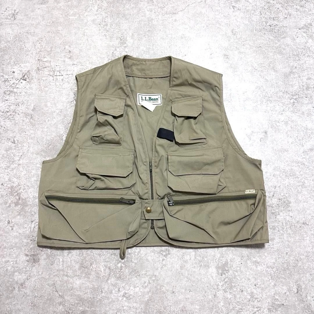 Gilet De Pêche Vintage L.L. Bean Homme – Kaki Beige – Taille M – Années 90
