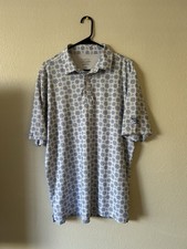 Men  s Straight Down Performance Stretch Golf Polo White Blue Size Large