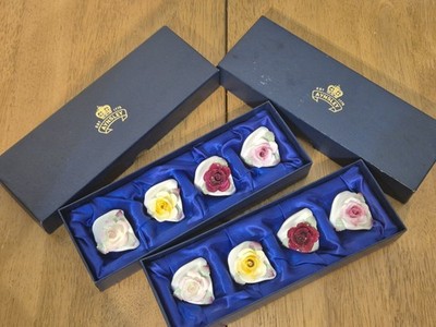 Aynsley England Fine Bone China Rose Tischkartenhalter x8 verpackt