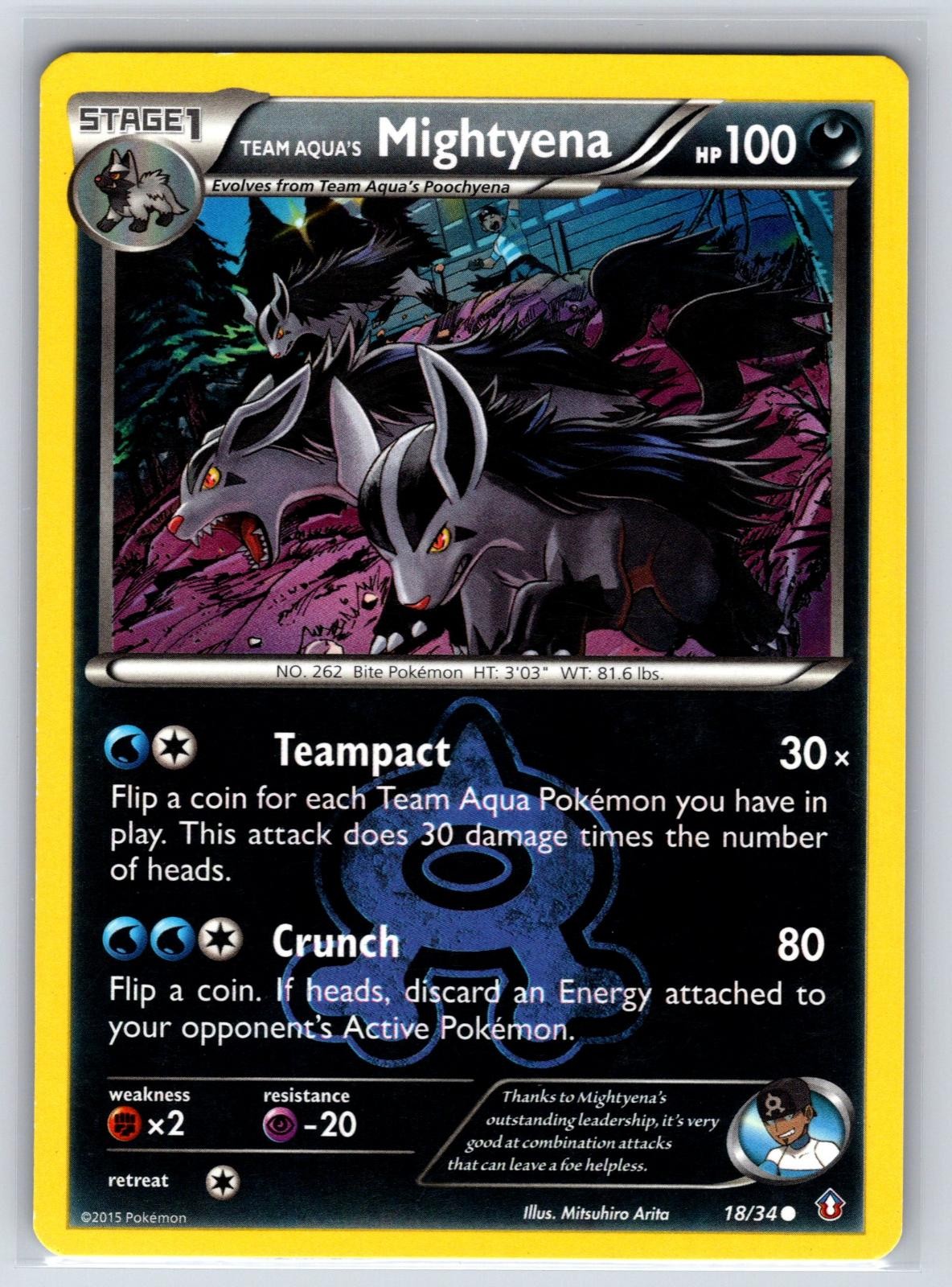 Team Aqua's Mightyena 18/34 Common Double Crisis Pokemon Lightly Played