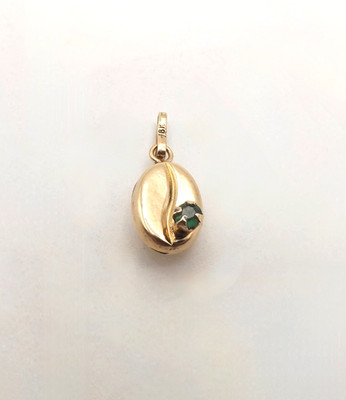 18k Gold Vermeil Sterlingsilber Kaffee Espresso Bohne Smaragd Charm Anhänger 3d