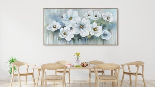 Flowers Canvas Wall Art - Pictures 40L" x 20W" Rustic White Flowers Framed - Picture 7 of 7