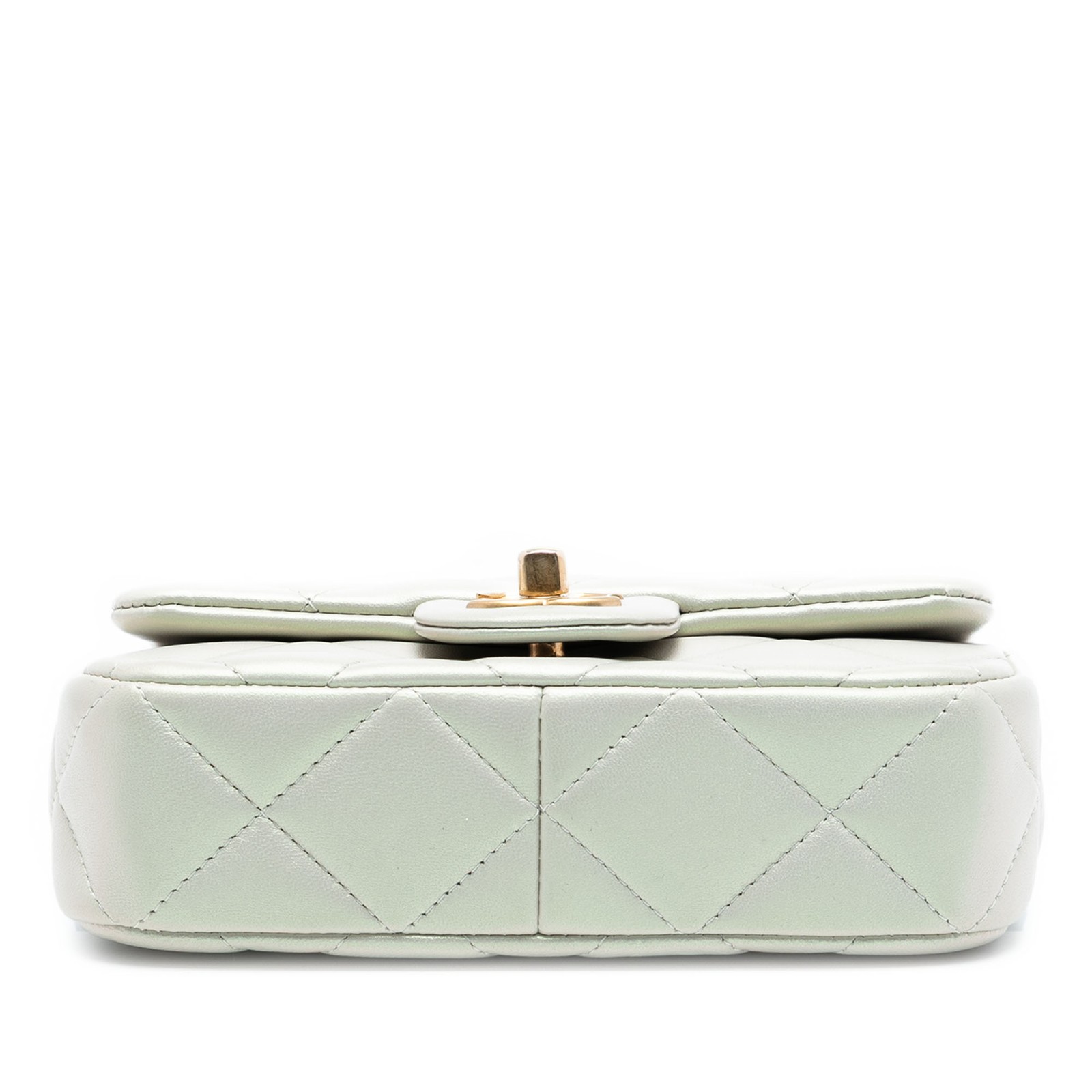 Authenticated Chanel Mini Iridescent Quilted Pear… - image 3