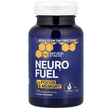 NATURAL STACKS NeuroFuel Nootropic Brain Support, 75 Vegan Capsules Expires 2026