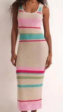 Z Supply Knit Ibiza Crochet Sweater Tank Dress Maxi Striped Long Medium Bodycon