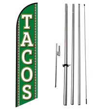 Tacos Mexican Restaurant Advertising Feather Banner Swooper Flag Sign with...