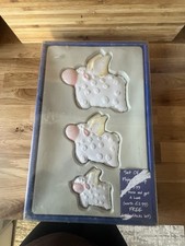 Vintage Ceramic Flying Sheep Trio Kitsch Cottagecore Wall Art Kitschy