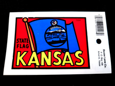 Kansas State Flag Vintage Travel Souvenir Decal Window Sticker - Free Shipping 