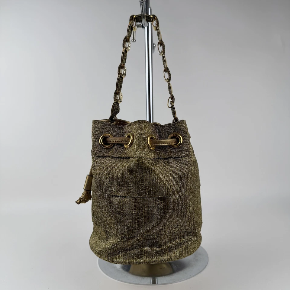 Cartera Salvatore Ferragamo Cubo Dorado Cordón Cadena Hecha en Italia AU-21 5669 Foto 2 de 4