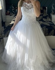 Elianna Moore White Lace Bridal Wedding Dress Size 8 Worn Once