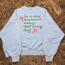 PACSUN Be nice Oversized Heavy Sweatshirt Blue