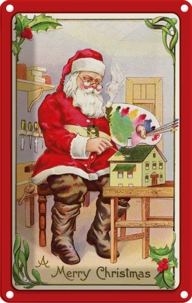 Blechschild 30X20 Cm Merry Christmas Fest Santa Deko Geschenk Metall Schild-image
