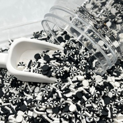 Black and White Peppermint Polymer Clay Sprinkle Mix (NOT EDIBLE) D6-18