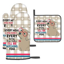 Funny Dog Oven Mitts and Pot Holders Sets of 3 Heat Resistant Hot