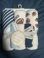 Modern Baby 3 Hooded Towels 3 Washcloths 6 Piece Set Football