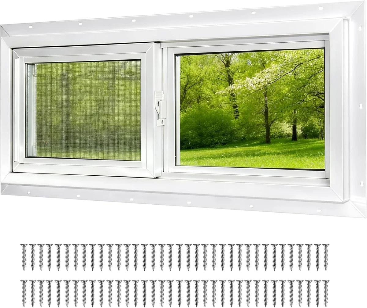Ventana de sótano, ventanas correderas de vinilo de alta resistencia de 24" X 12"