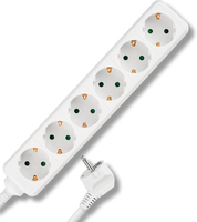 Rev Steckdosenleiste - Mehrfachsteckdose 6Fach, Kabel 5M, Max. 3500W, Weiß