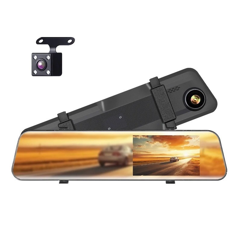 Dash Cam Specchio 10" HD Doppio Obiettivo Auto Dvr Telecamera Anteriore e Posteriore Videoregistratore Uk - Miniatura 6