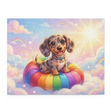 Dapple Dachshund Puppy Cartoon Art Puzzle 120, 252, 500-Piece U