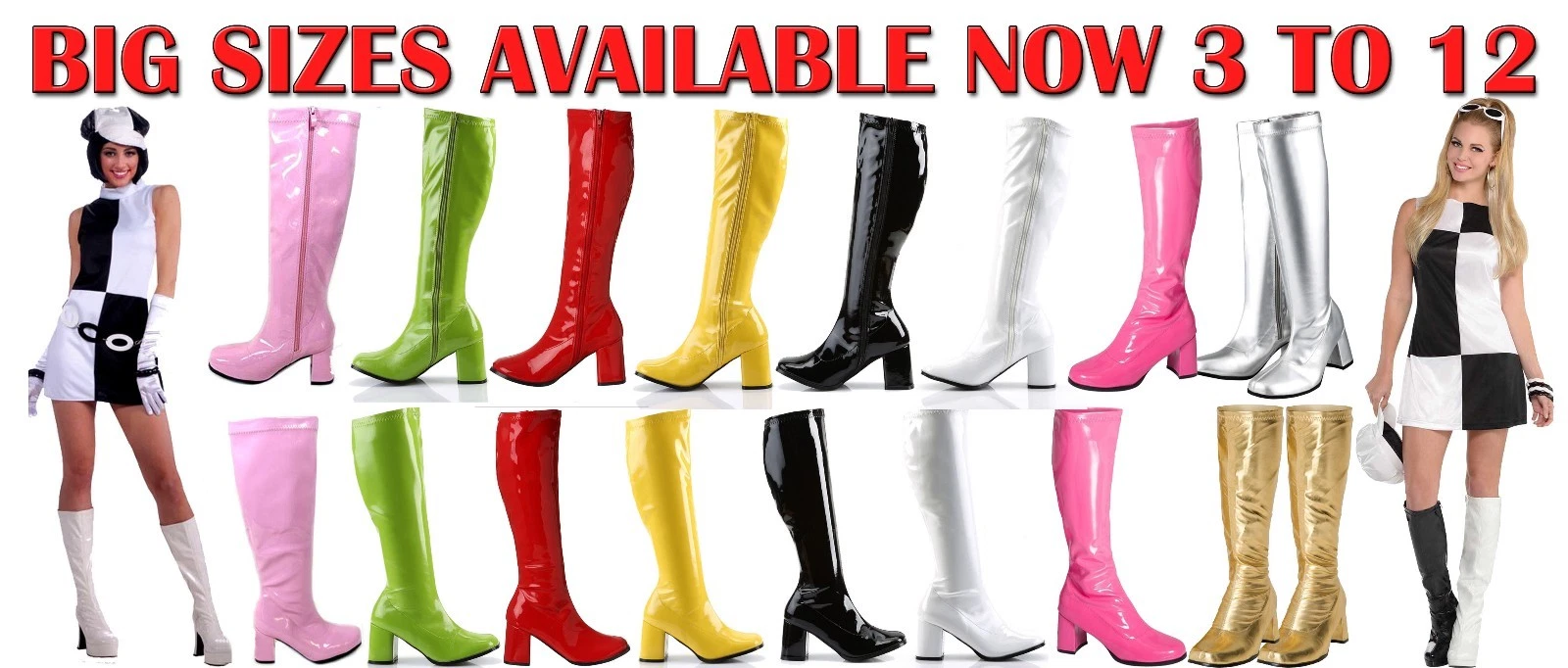 NEW LADIES WOMEN'S SEXY FANCY DRESS 1960'S 70'S KNEE QUALITY GO GO RETRO BOOTS