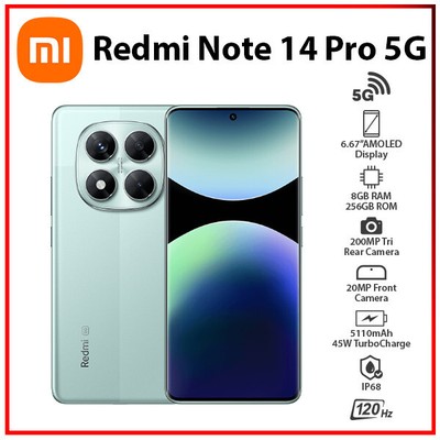 Xiaomi Redmi Note 14 Pro 5G 8GB+256GB GREEN Dual SIM Android Cell Phone