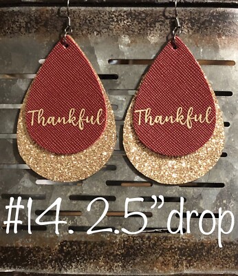 Thankful Maroon Glitter Earrings
