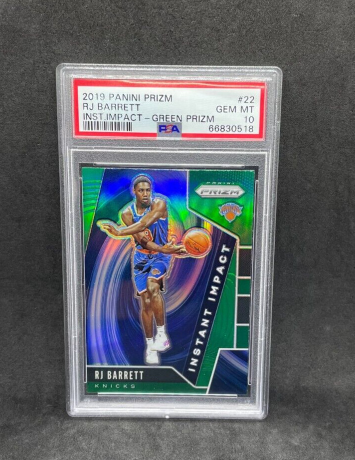 2019-20 Panini Prizm RJ Barrett #22 Green Holo Silver RC Rookie PSA 10 GEM MINT