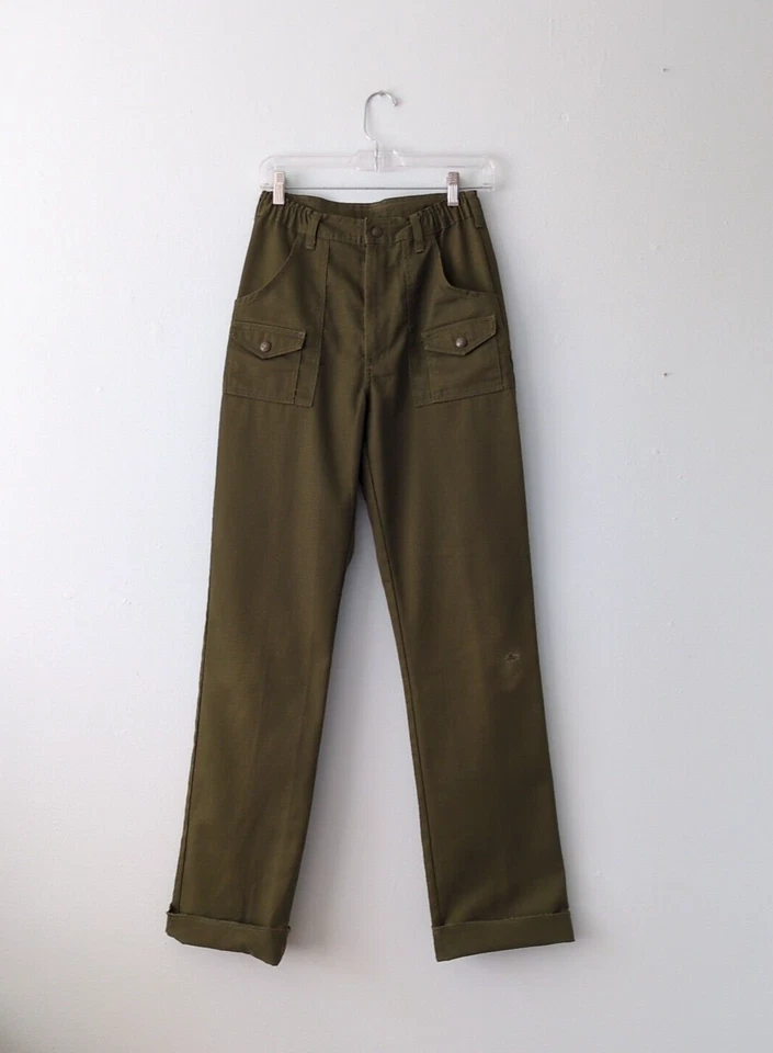 Vintage Boy Scouts Pants Mens Sz 18 Un-hemmed Green BSA Scouting Uniform Pockets - Image 2 of 4